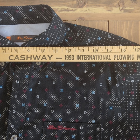 Ben Sherman Black Geometric Print Long Sleeve Button Down Shirt - Picture 9 of 12